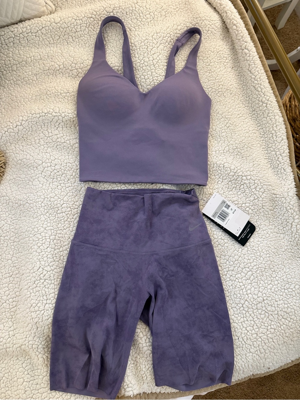 Nike Lilac Crop Tank & High-Rise Shorts Set